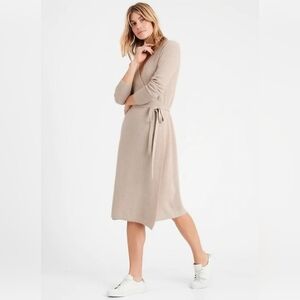 Banana Republic Taupe Wrap Midi Tie Dress